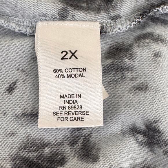 LOGO by Lori Goldstein Women’s Tie Dyed Print Blue Gray T-Shirt Cardigan Top 2X - Picture 7 of 13